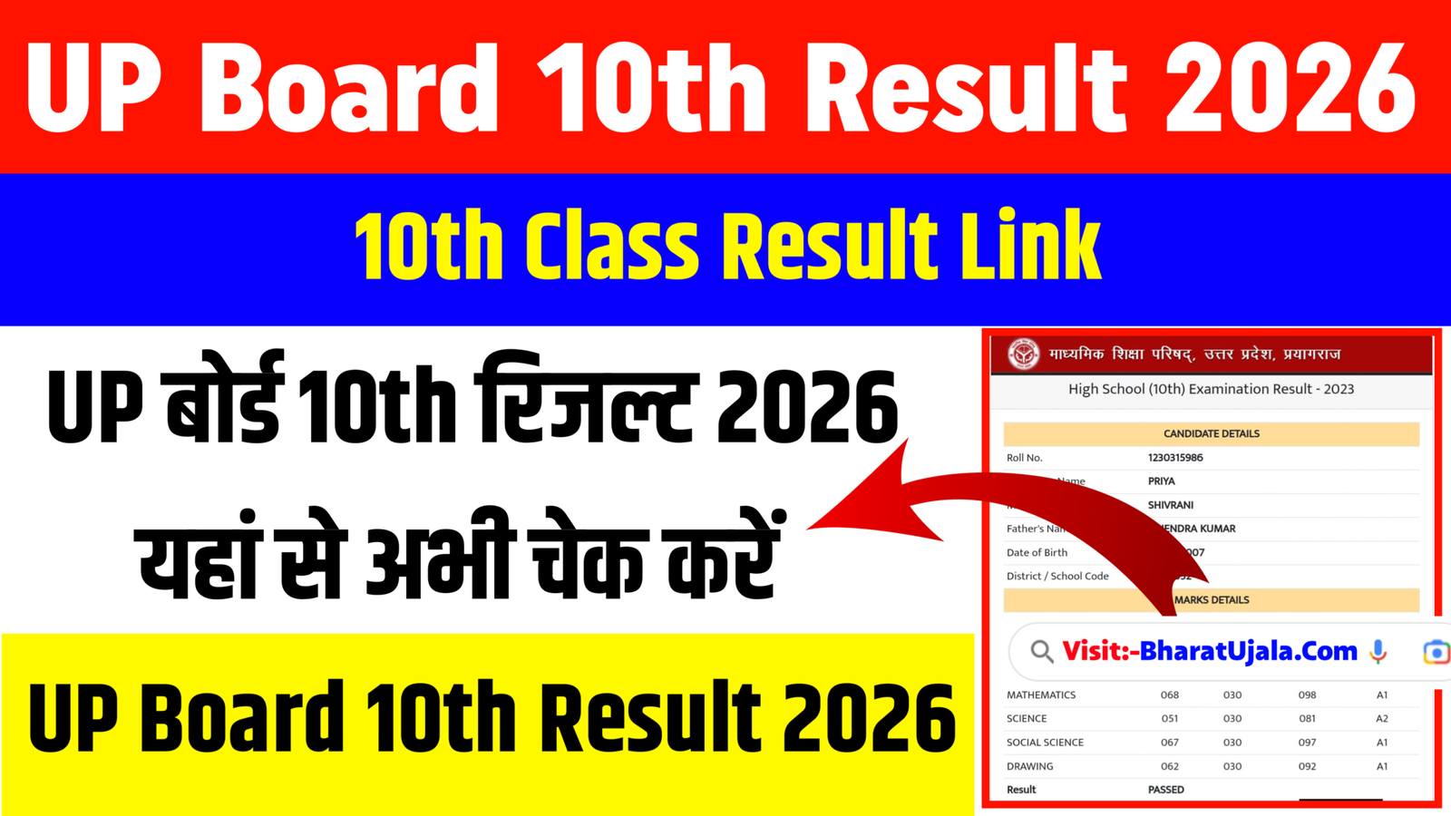 UP Board 10th Result 2026 Date Out:-Check Result Link &upresults.nic.in